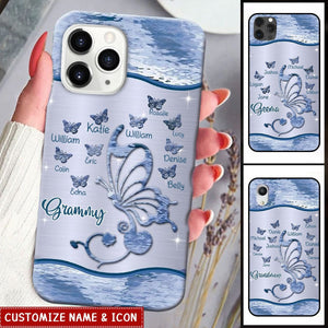 Grandma Butterfly With Kid Butterflies Fly Around Personalized Glass Phone Case