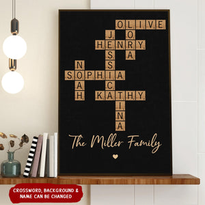 Family Crossword Art - Created In A Moment, Treasured Forever Personalized Poster