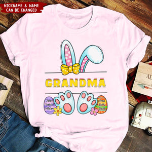 Cute Easter Bunny Grandma Auntie Mom Little Egg Kids Personalized T-shirt