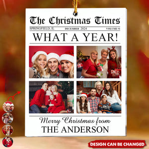 The Christmas Times - What A Year Newspaper - Personalized Acrylic Photo Ornament