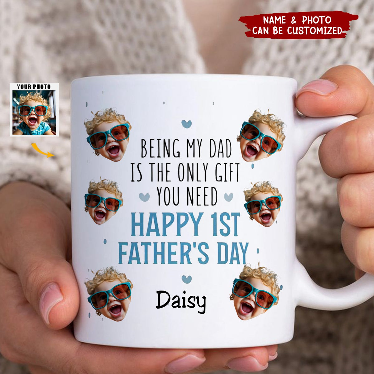 Being My Dad Is The Only Gift First Father's Day - Personalized Photo -  newsvips