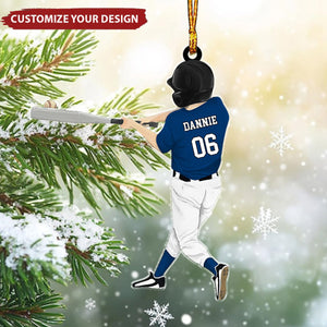 Personalized Baseball Boy Acrylic Christmas Ornament, BaseBall Player Ornament