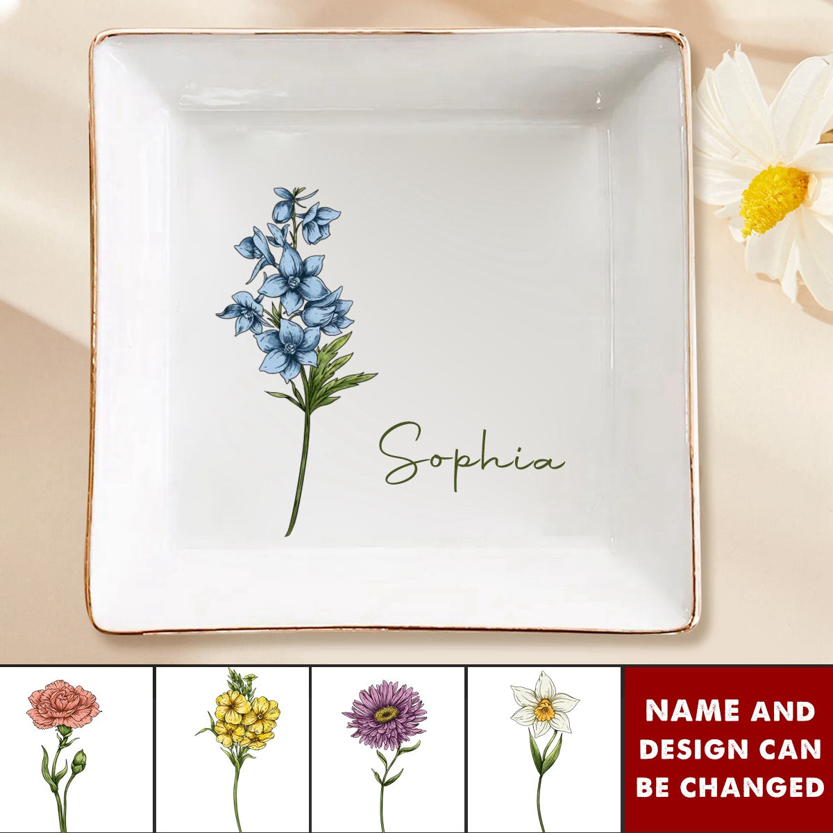 Friendships Are Evergreen, Blooming Eternal - Bestie Personalized Jewelry Dish