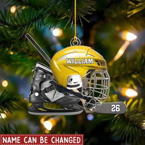 Personalized Hockey Helmet Christmas Shaped Ornament – Gift For Hockey Lovers