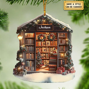 Cozy Bookstore In Christmas Holiday Personalized Shaped Ornament