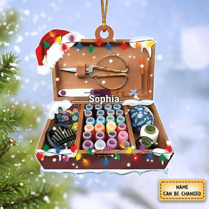 Personalized Sewing Box Christmas Ornament - Gift For Sewing Lovers