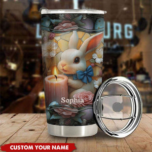 Cute Bunny And Easter Eggs In Pastel Tone Personalized Name Tumbler