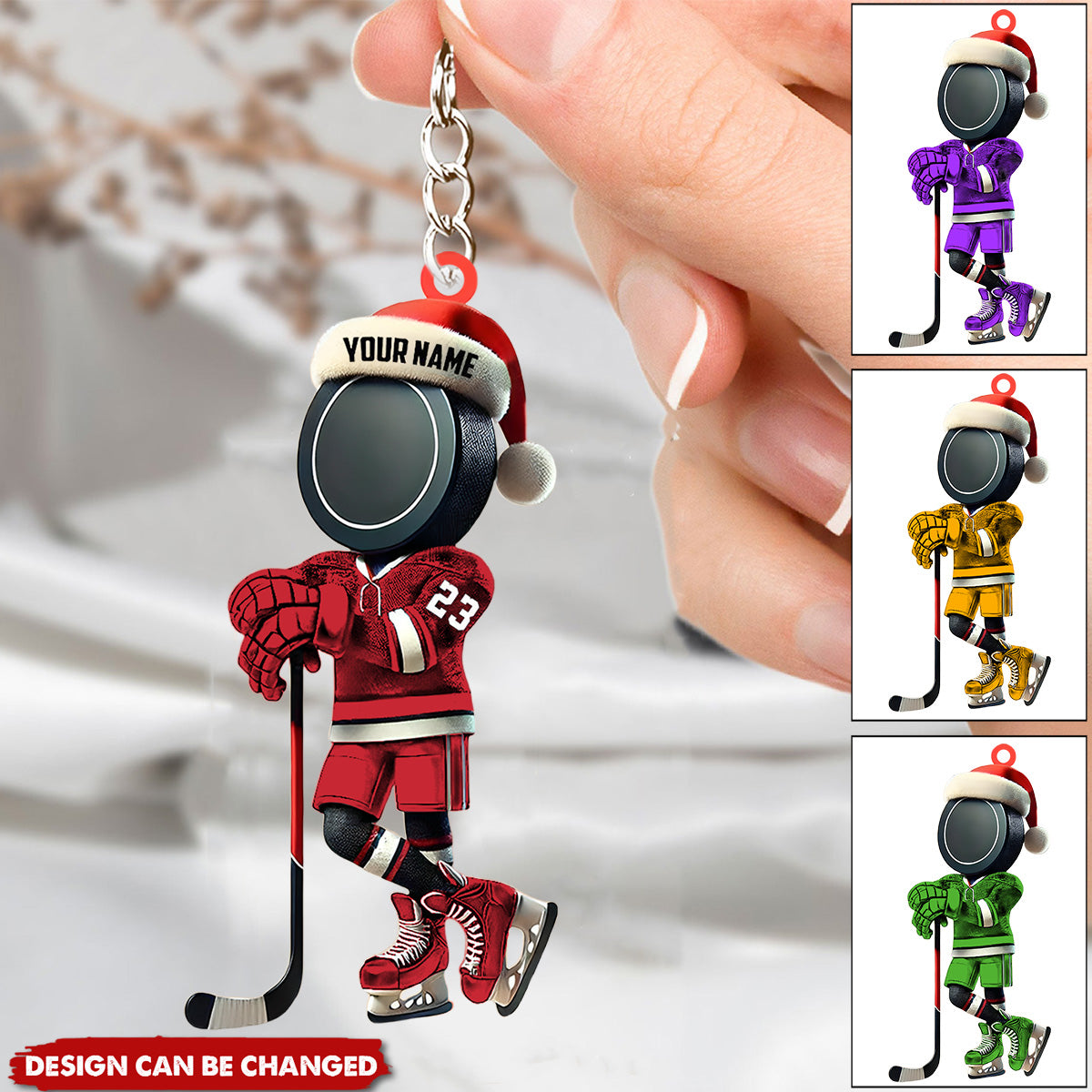 Custom Name Ice Hockey Keychain, Gift For Ice Hockey Lovers