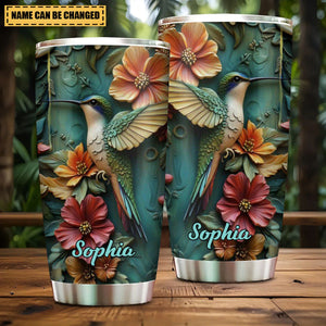 Beautiful Hummingbird And Flowers – Personalized Hummingbird Tumbler