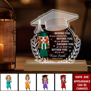 Doll Senior Behind You All Your Memories Graduation Gift Personalized Custom Shape Warm LED Night Light