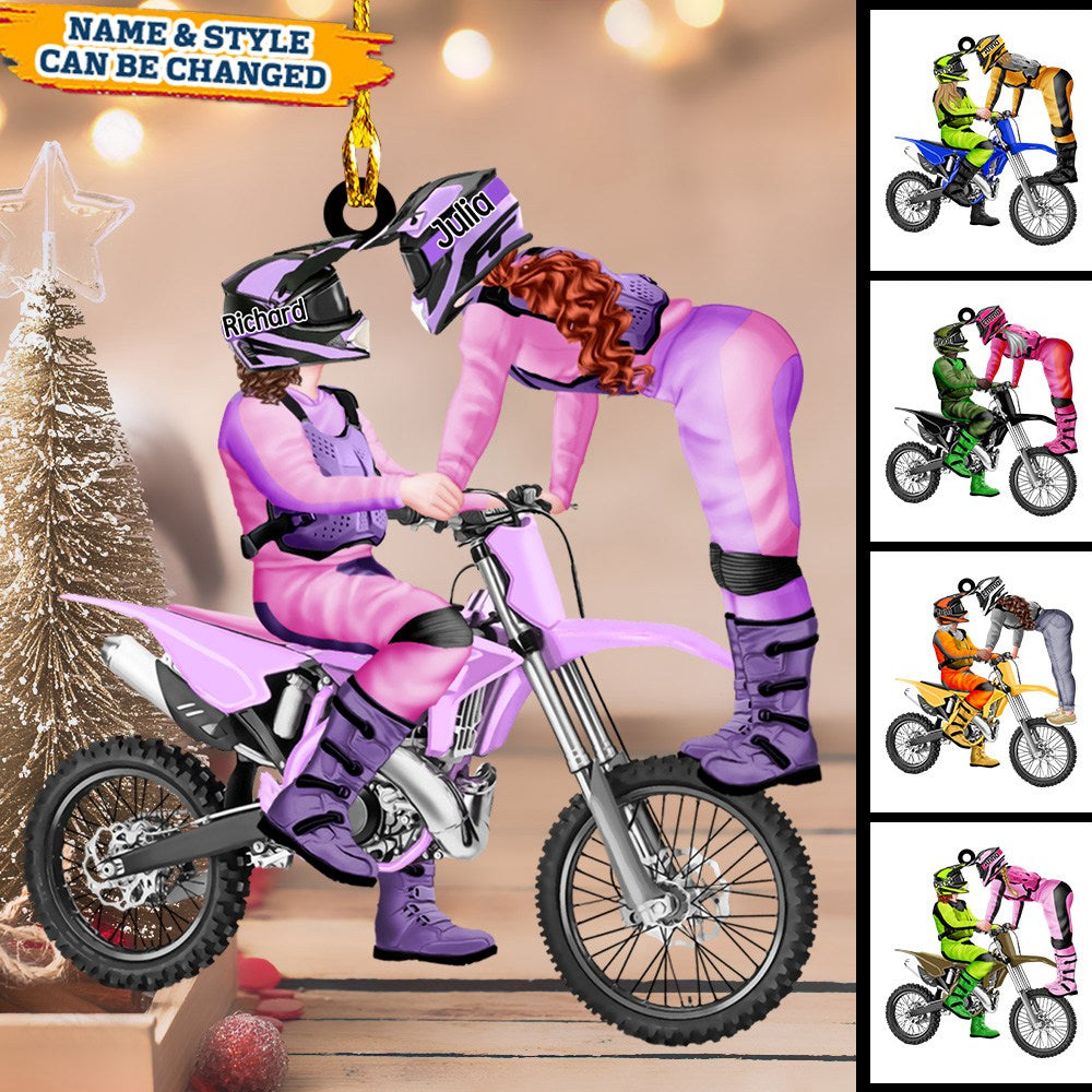 PERSONALIZED DIRT BIKE Boots Christmas Light Ornament - newsvips