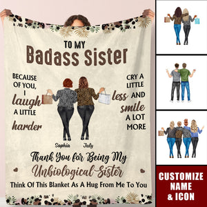 Because Of You, I Laugh A Little Harder - Personalized Blanket