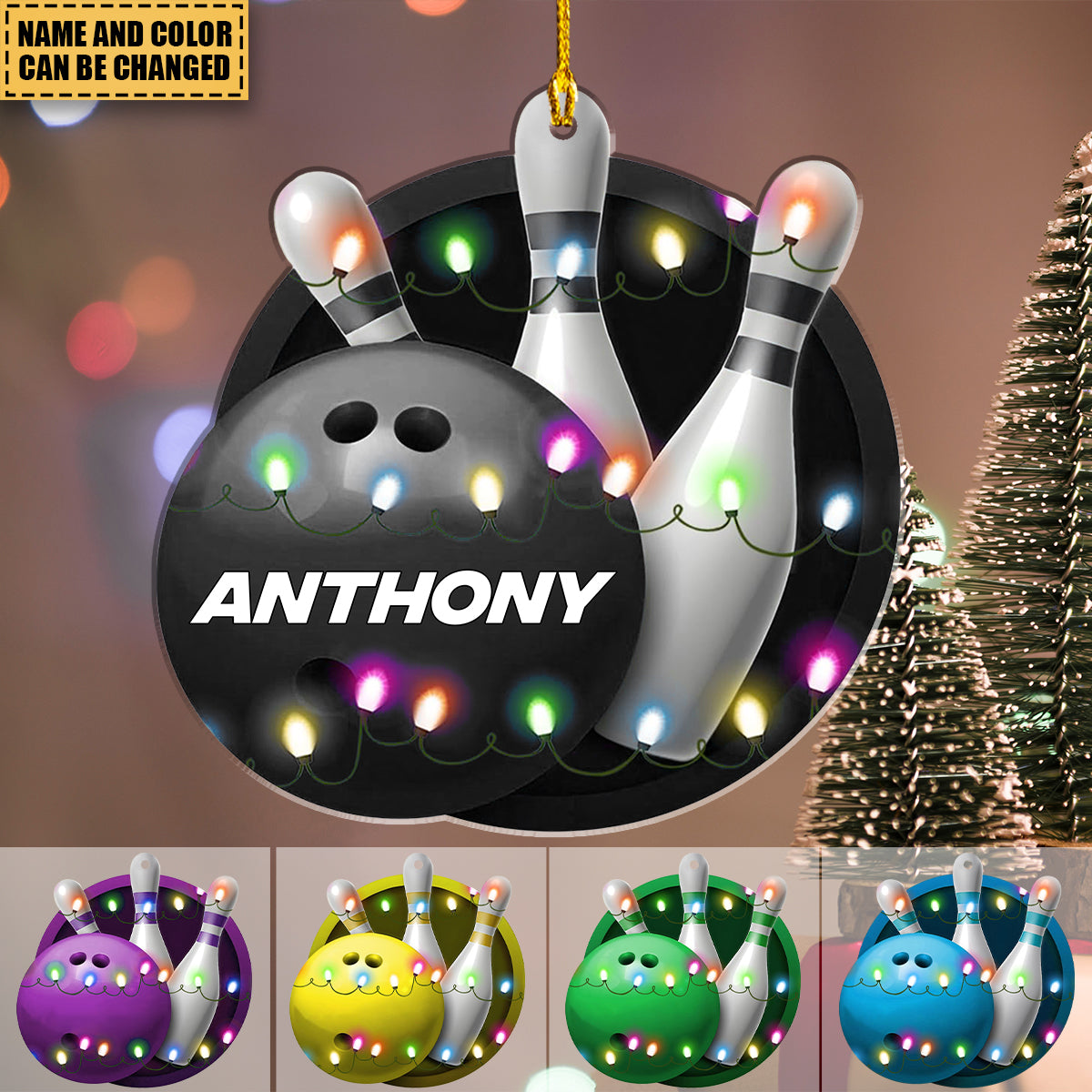 Personalized Bowling Ball Ornaments, Custom Name Sports Christmas Ornaments, Gifts For Bowling Lover