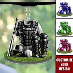 Baseball Catcher - Personalized Acrylic Car Ornament, Gift For Baseball Players