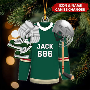 Hockey Player Ornament - Hockey Jersey - Personalized Gifts For Ice Hockey Lovers