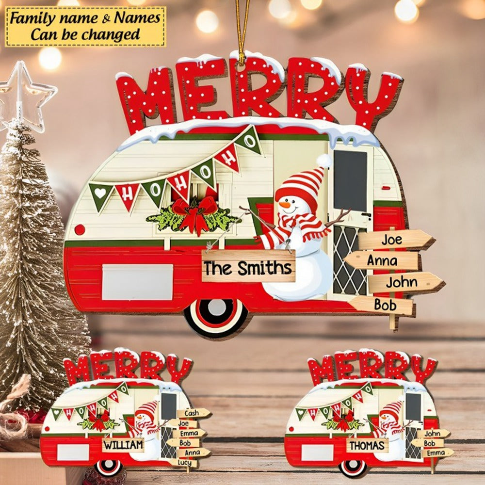 Personalized Camper Family Merry Christmas Xmas Best Gift Wood Shape Ornament