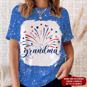 Firework America Flag Grandma And Kids Personalized 3D T-Shirt