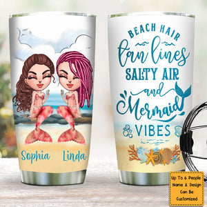 Beach Hair Salty Air Summer Personalized Mermaid Tumbler, Best Friend Bestie Gift