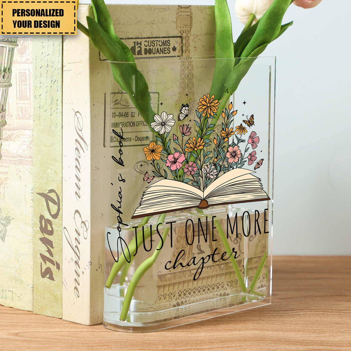 Custom Name Just One More Chapter - Personalized Acrylic Book Vase