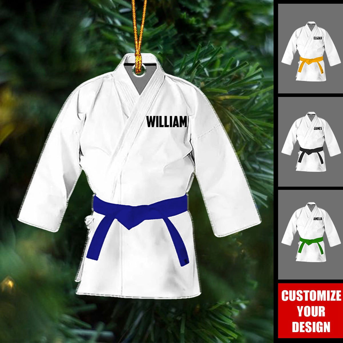 Karate Belt - Personalized Acrylic Christmas Ornament, Gift For Karate Practitioner