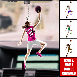 Personalized Basketball Girl Shaped Car Ornament - Gift For Basketball Lovers, Sport Lovers