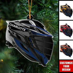 Lacrosse Helmet - Personalized Acrylic Christmas Ornament, Gift For Lacrosse Player