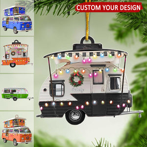 Camper With Christmas Light Personalized Ornament, Gift For Camper Lovers