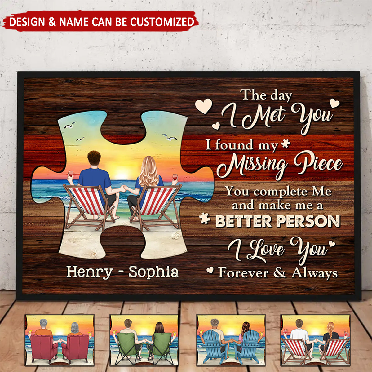 Couple Hold Hands Found My Missing Piece Personalized Canvas