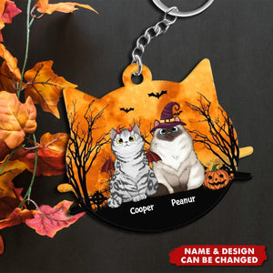 Halloween Cat Face Shaped Personalized Acrylic Keychain