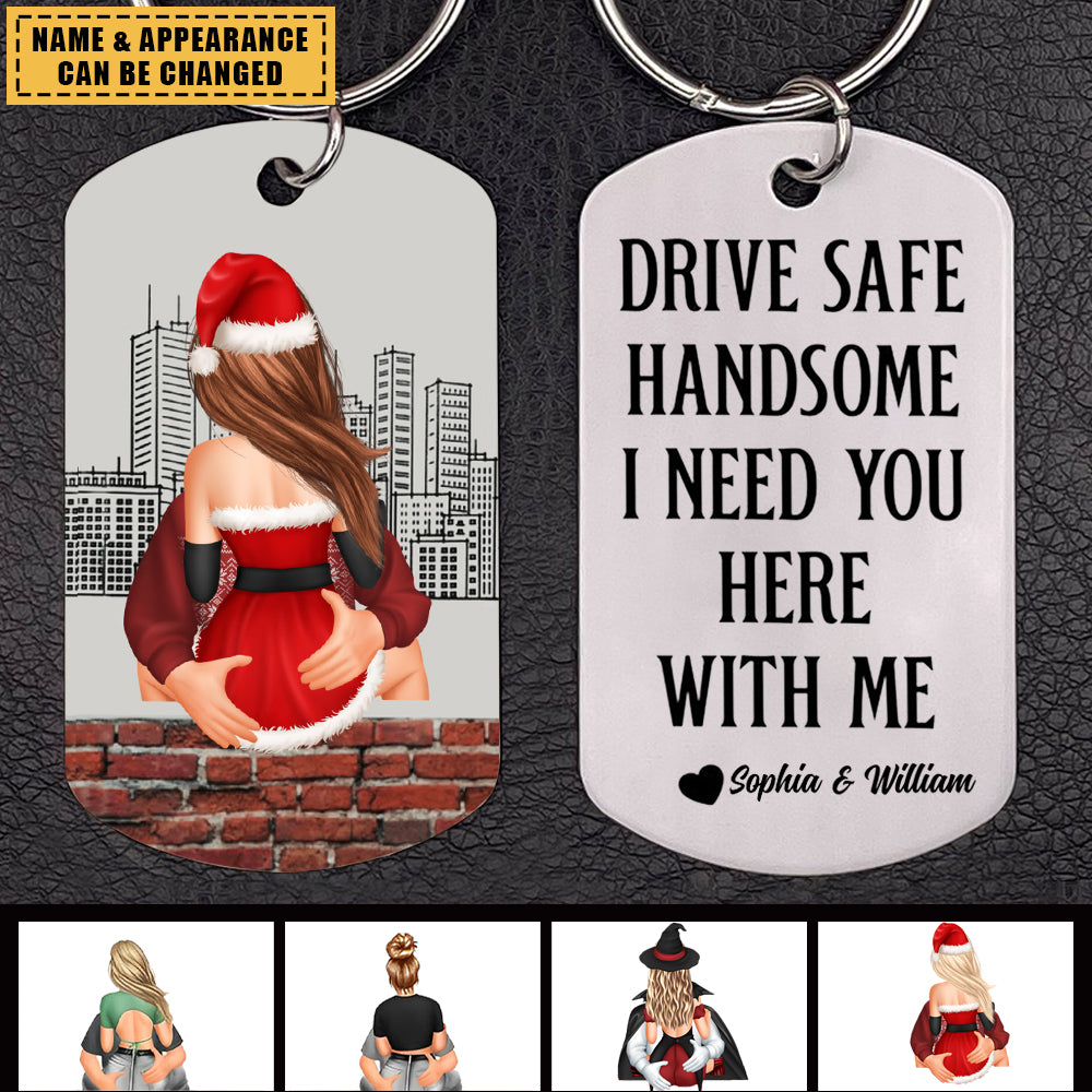 Drive Safe - Personalized Engraved Stainless Steel Keychain - Perfect for Halloween and Christmas gifts