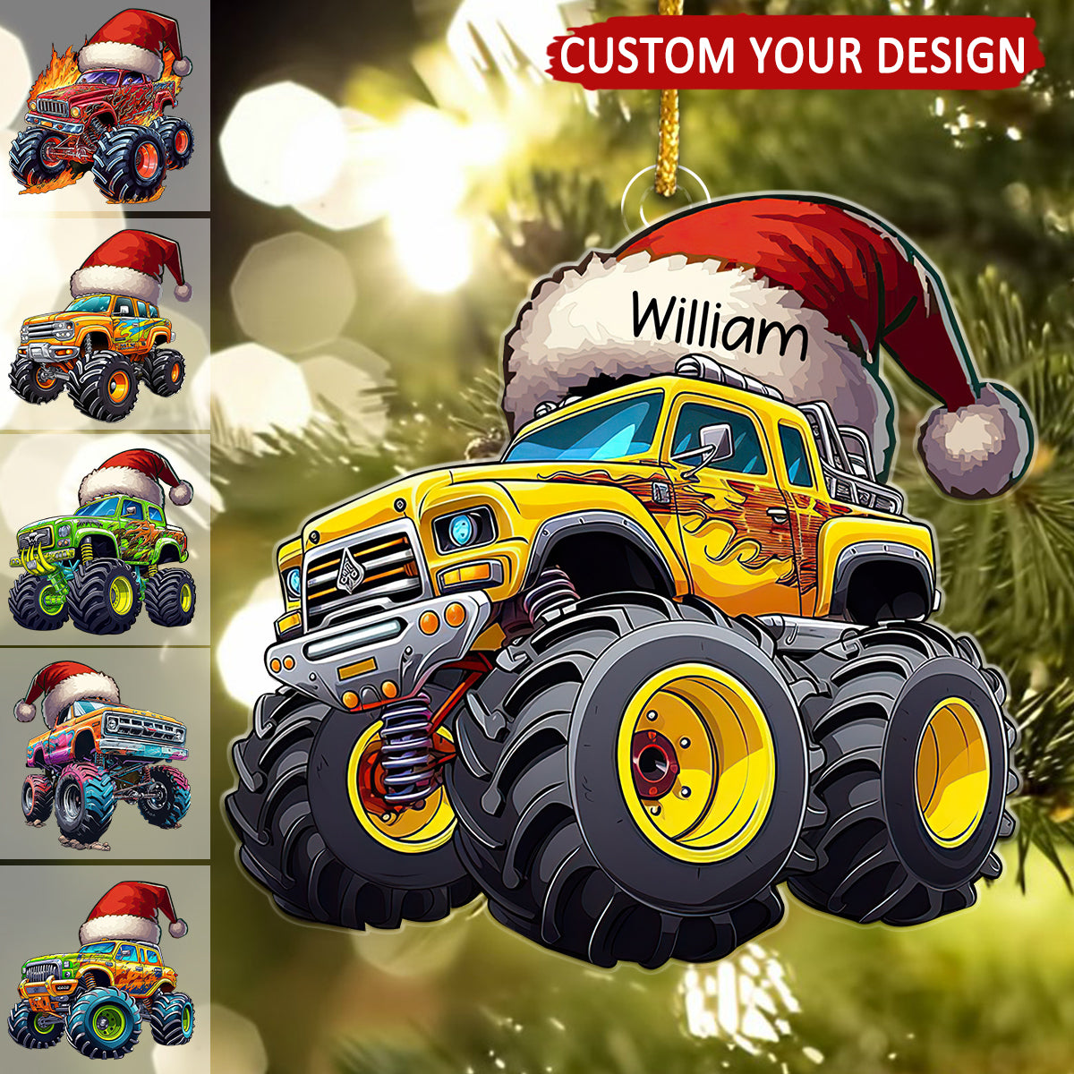 Monster Truck - Personalized Acrylic Ornament, Gifts For Son, Boy, Kids