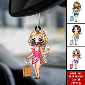 Personalized Summer Travel Is My Therapy Girl Acrylic Car Ornament