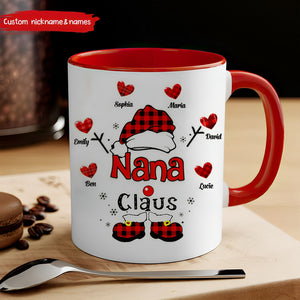 Personalized Christmas Grandma Claus Snowflake Accent Mug - Gift For Grandma Mommy Auntie Christmas