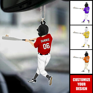 Personalized Baseball Boy Acrylic Car Ornament, BaseBall Player Ornament