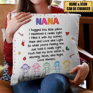 Personalized Abuela Grandkids Drawing Pillow