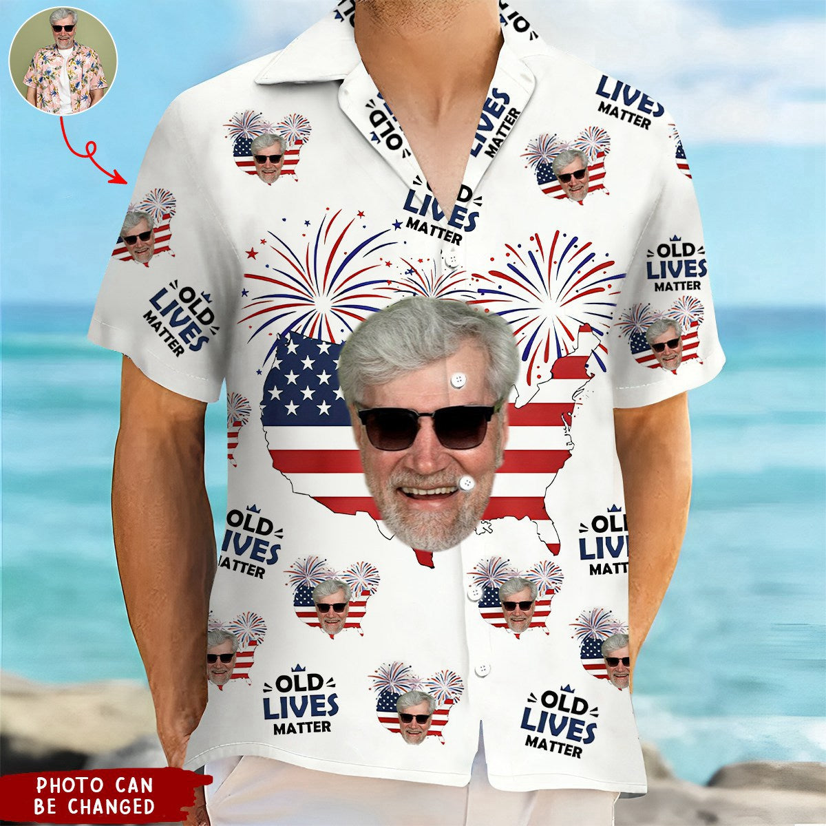 Stars And Stripes Old Lives Matter - Personalized Photo Hawaiian Shirt