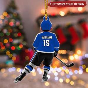 Personalized Kid Hockey Player Ornament, Hockey Uniform Ornament