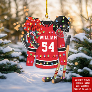 Hockey Apparel and Equipment Personalized Christmas Acrylic Ornament