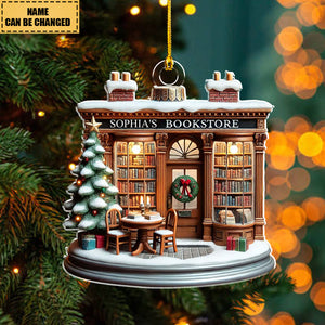 Personalized Bookstore Acrylic Ornament, Christmas Ornament Gift For Book Lovers