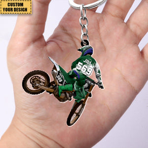 Fierce Motocross Racer Personalized Keychain, Gift For Motocross Lovers