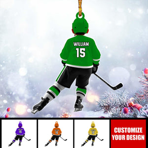 Personalized Kid Hockey Player Ornament, Hockey Uniform Ornament