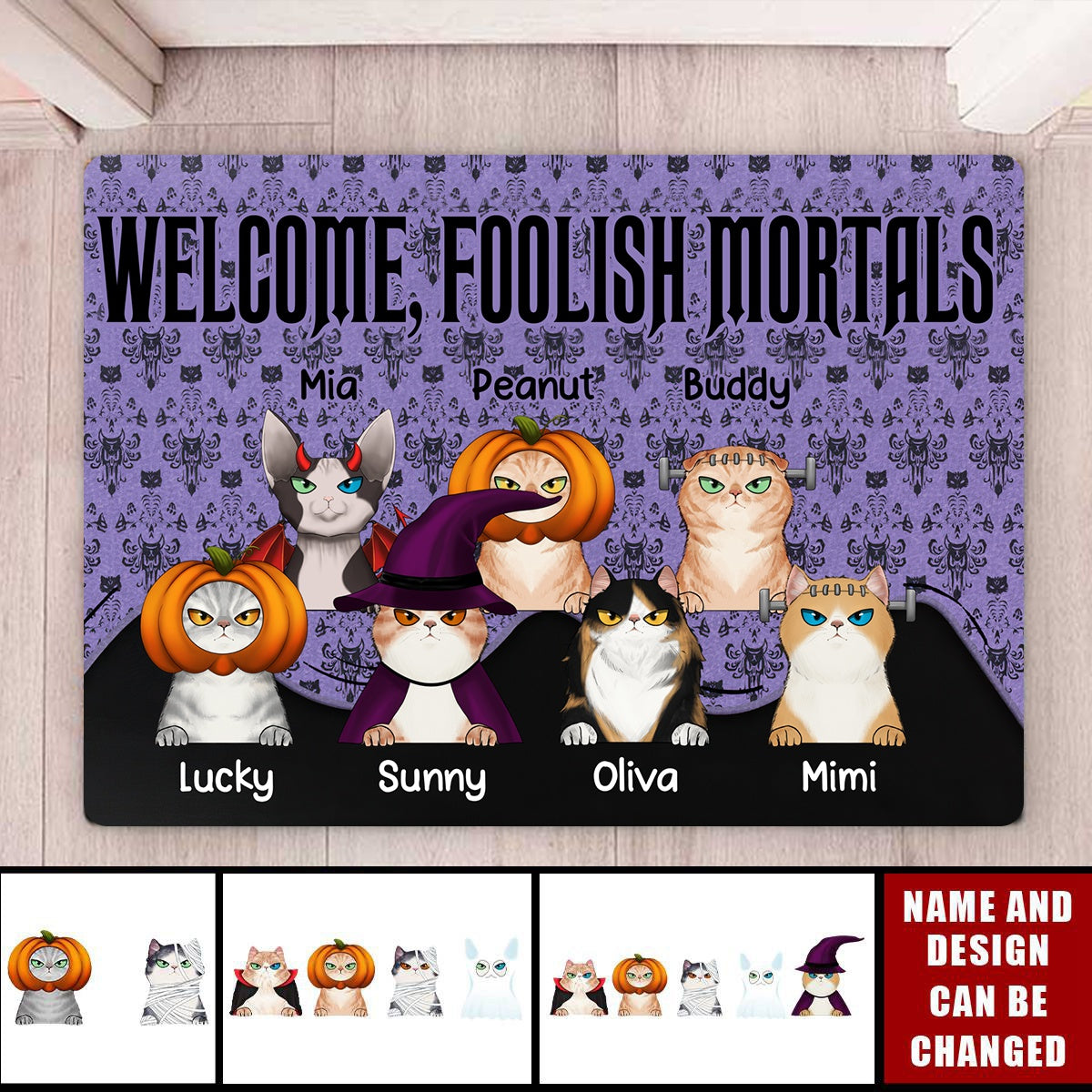 Welcome Foolish Mortals Cat - Personalized Doormat -  Gift For Cat Owners, Pet Lovers