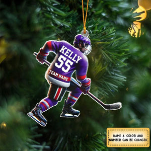 Loving Ice Hockey Personalized Name Shaped Ornament