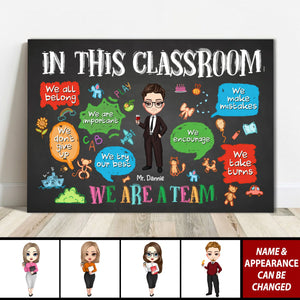 In This Classroom We Are A Team - Personalized Poster - Back To School, 1st Day of School - Custom Gift For Teachers & Educators, Classroom Decoration