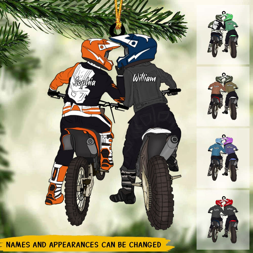 PERSONALIZED DIRT BIKE Boots Christmas Light Ornament - newsvips