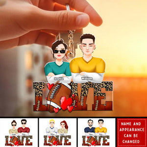 Personalized Gifts For Football Lover Acrylic Keychain Couple Valentine