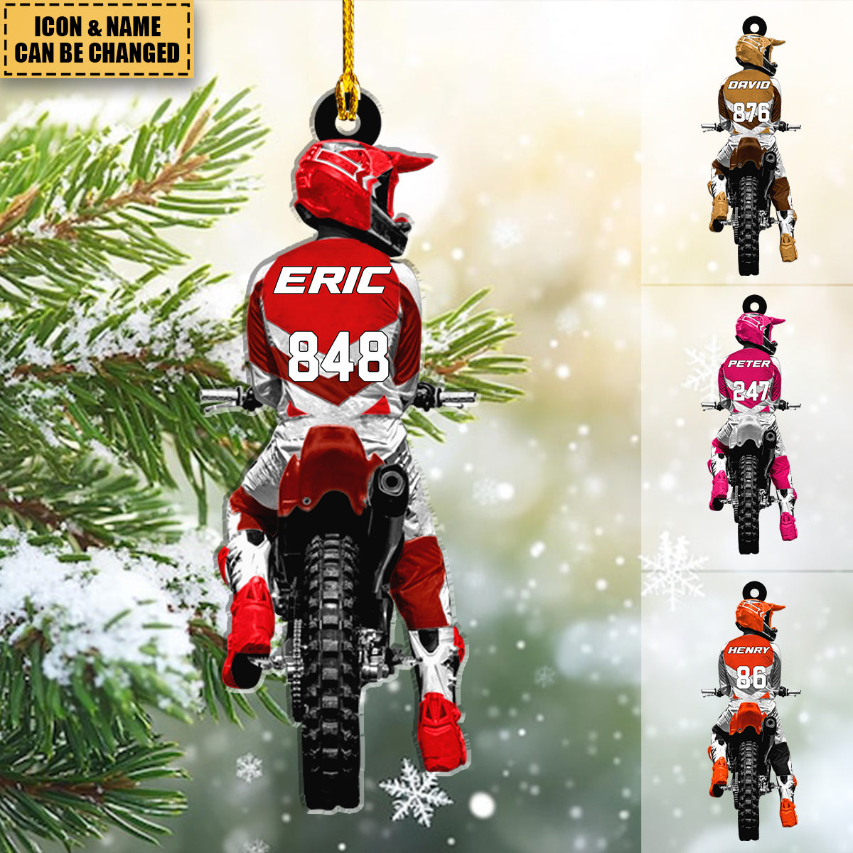 Motocross Racing Christmas Personalized Ornament - Gift For Motocross Racer, Motocross Lovers