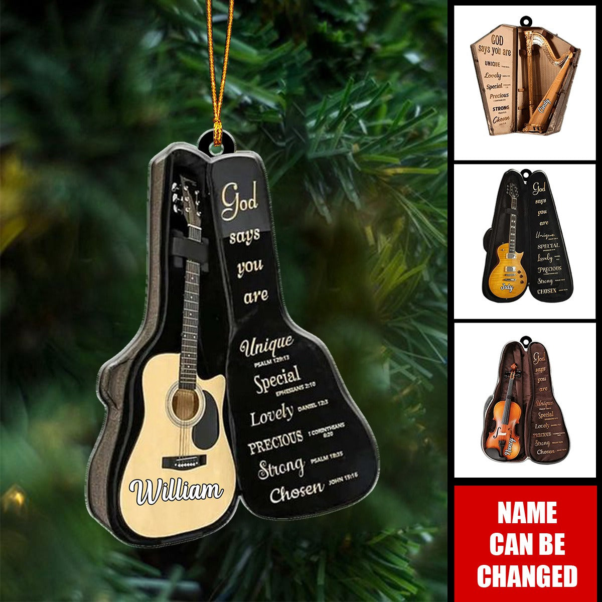 God Says You Are – Personalized Harp Musical Instrument Shaped Ornament