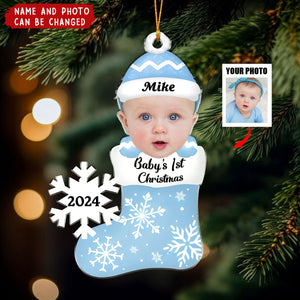 Custom Photo Baby's 1st Christmas - Personalized Cutout Acrylic Ornament