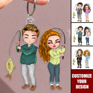 Fishing Couple - Personalized Couples Keychain